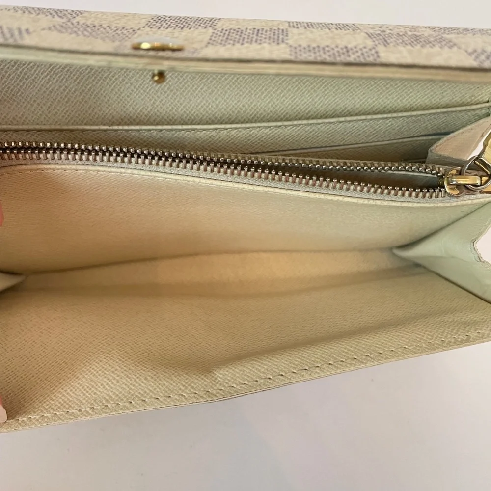 Louis Vuitton Damier Azur Sarah Wallet PorteFeuille LV Canvas - Picture 9 of 16